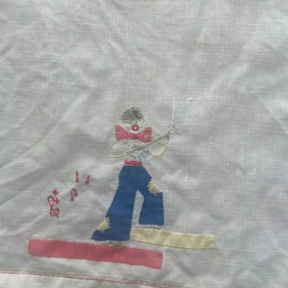 Vintage Handmade Primitive Country Shabby Chic Cross Stitch White Hand Towels